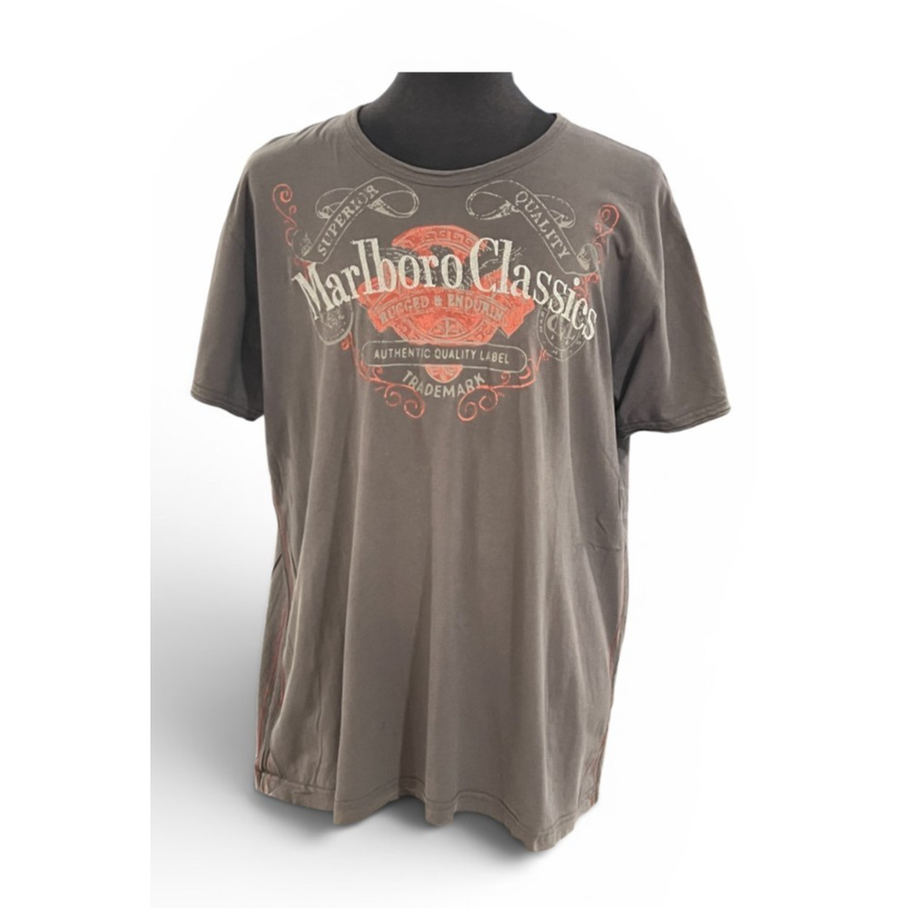 Vintage Marlboro Classics Shirt Mens XXL Gray Graphic Cotton Tee Y2K